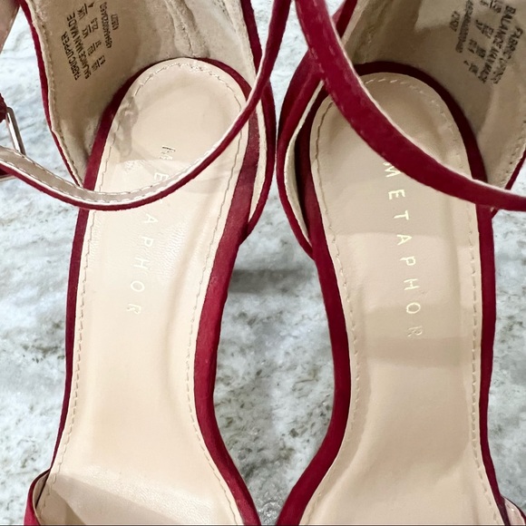 Metaphor Talula Dark Red Ankle Strap Dress Heeled Minimal Sandal Size 5.5 - Picture 6 of 9